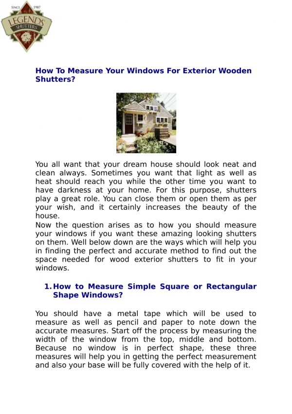 How to measure your window for exterior wooden shutters