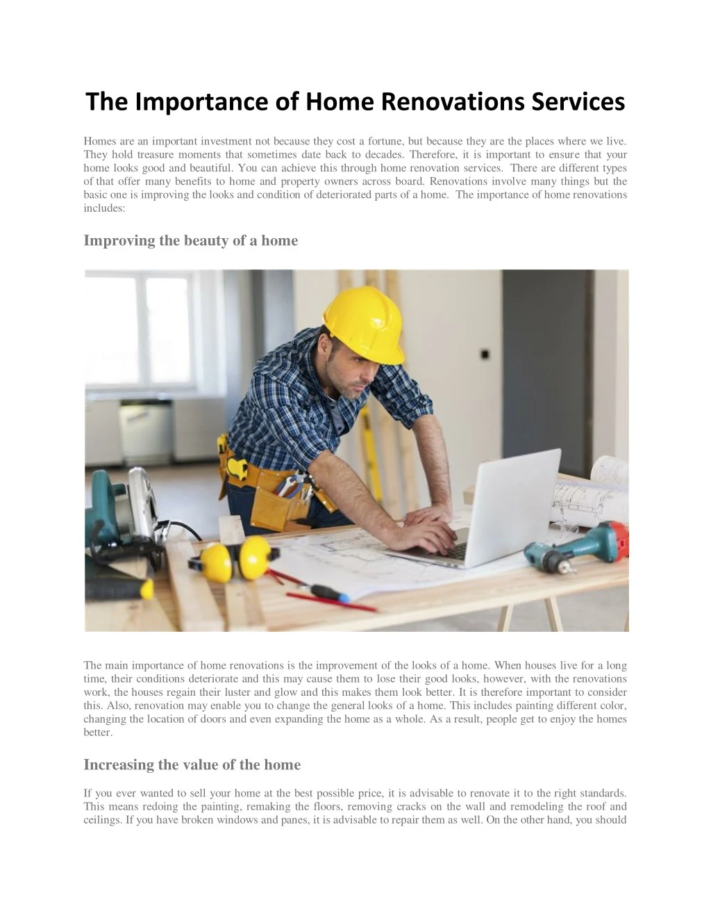the importance of home renovations services