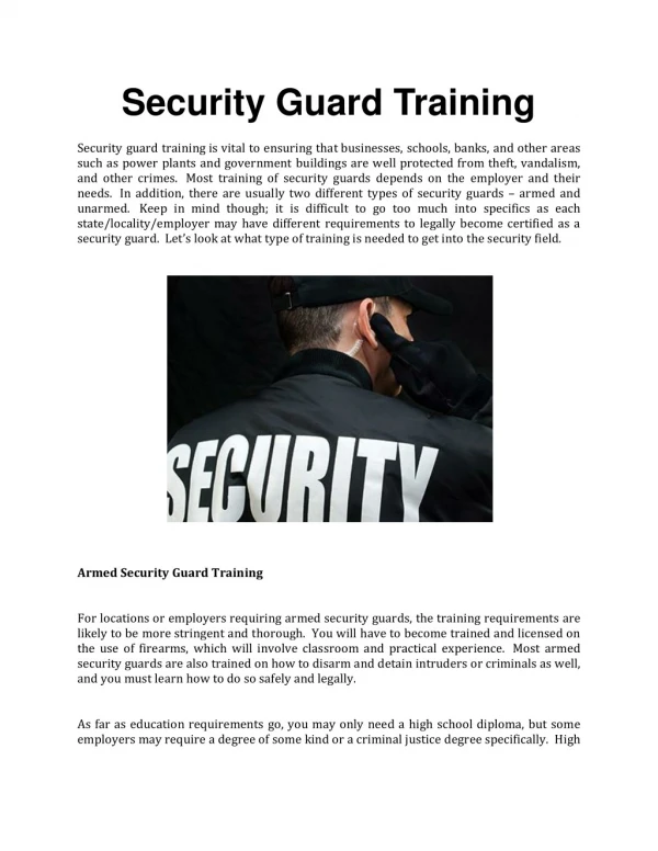 Security Guard Training