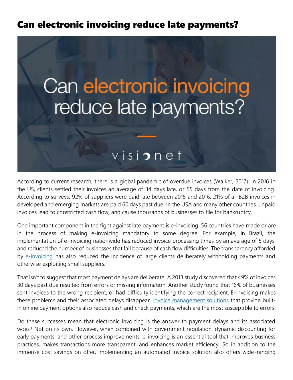 can electronic invoicing reduce late payments