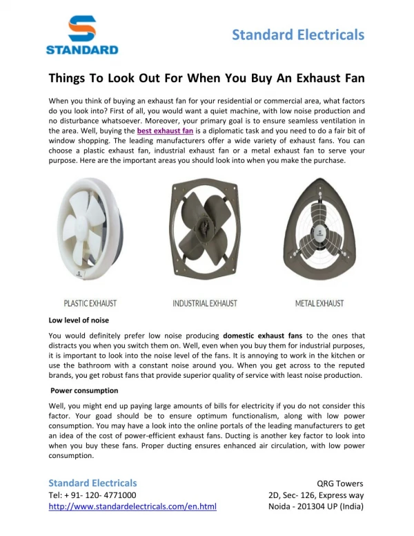 Things To Look Out For When You Buy An Exhaust Fan