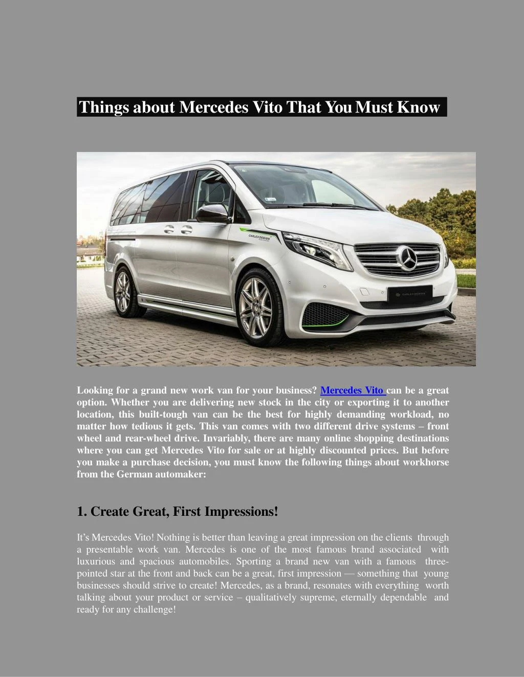 things about mercedes vito that you must know