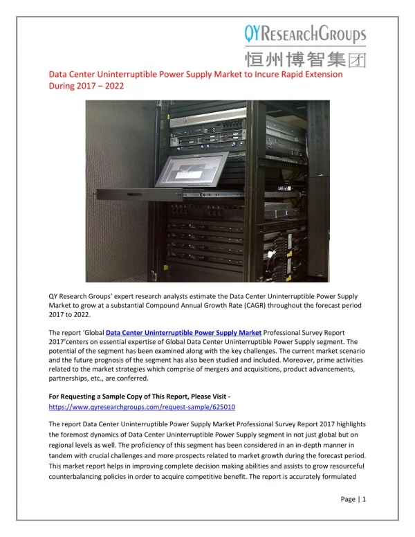 Global Data Center Uninterruptible Power Supply (UPS) Market