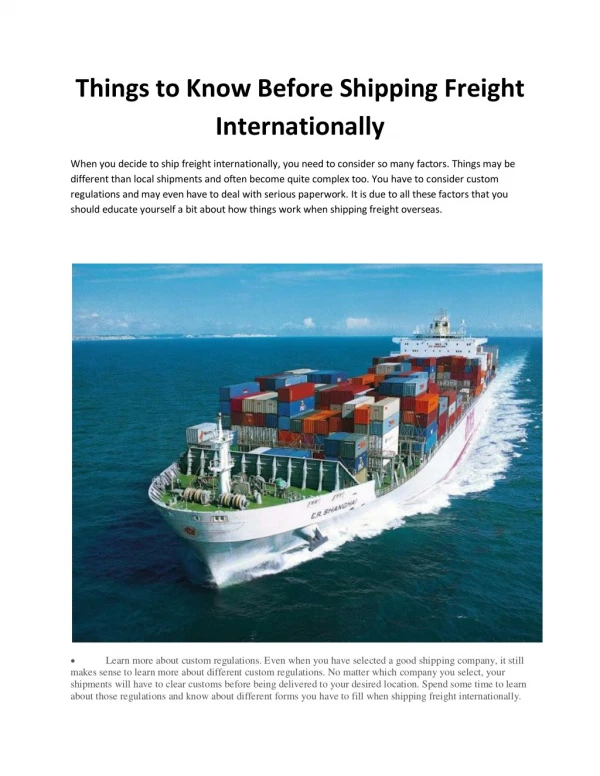 Things to Know Before Shipping Freight Internationally