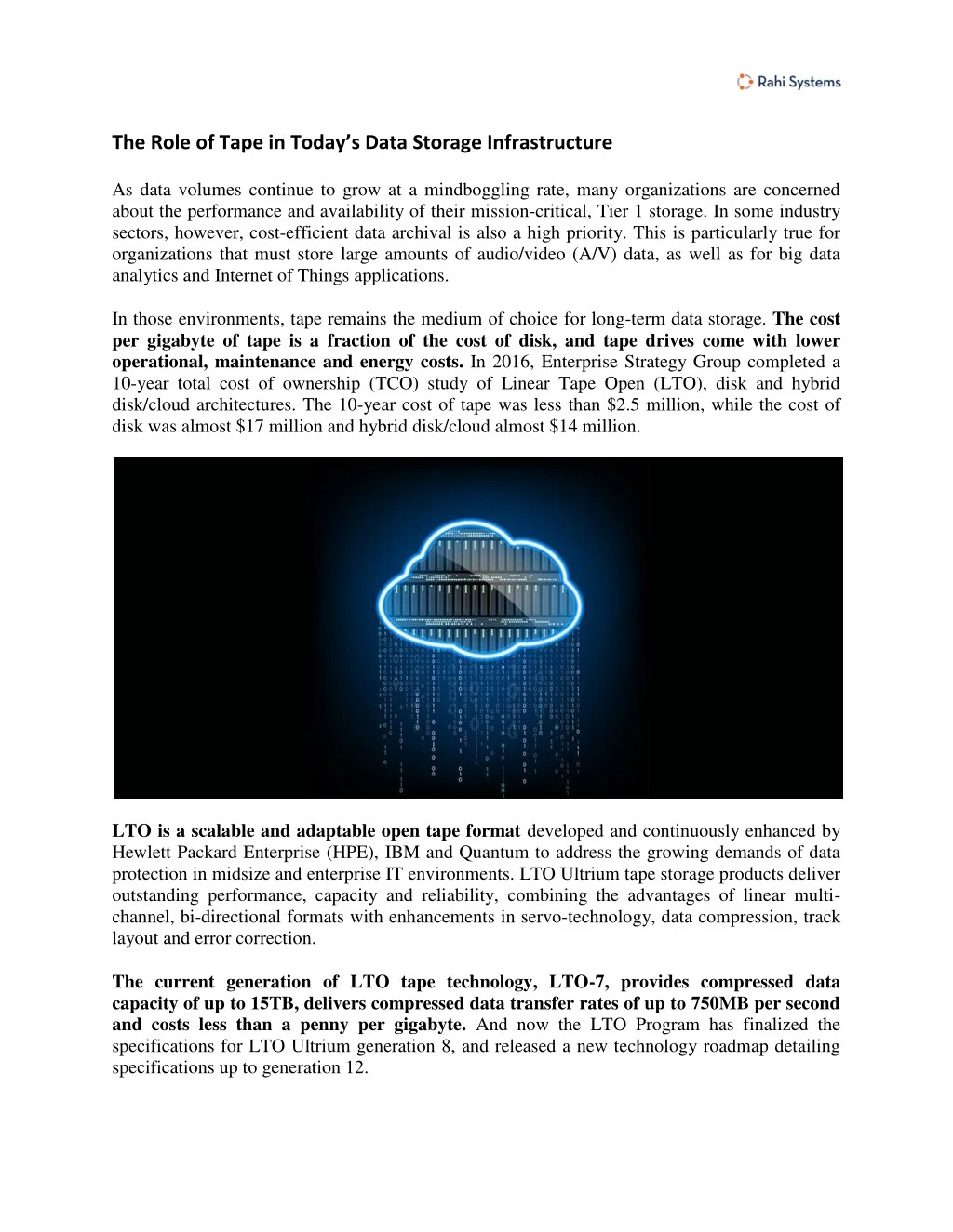 the role of tape in today s data storage