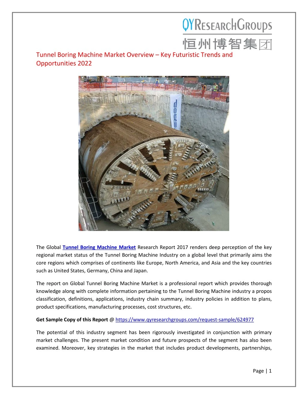 tunnel boring machine market overview