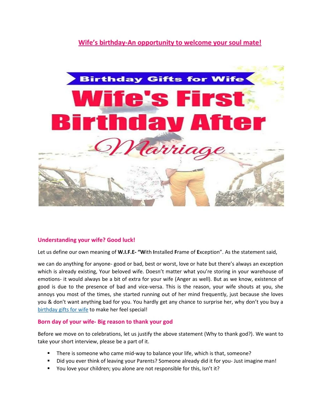 wife s birthday an opportunity to welcome your