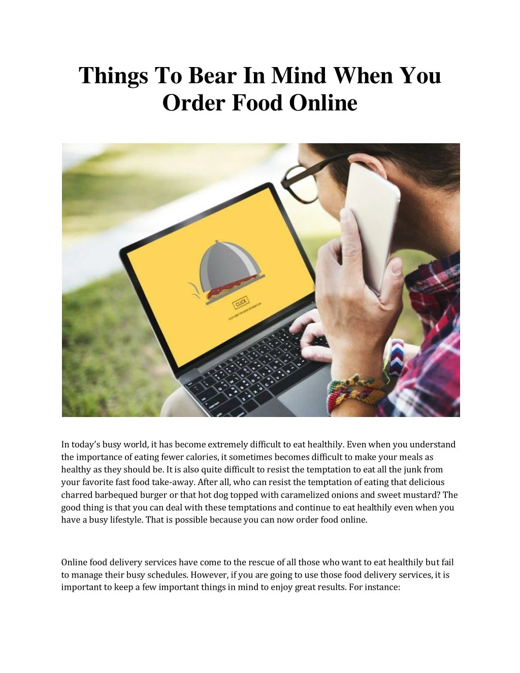things to bear in mind when you order food online