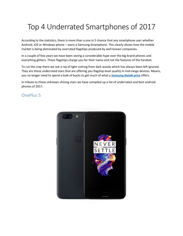 Top 4 Underrated Smartphones of 2017
