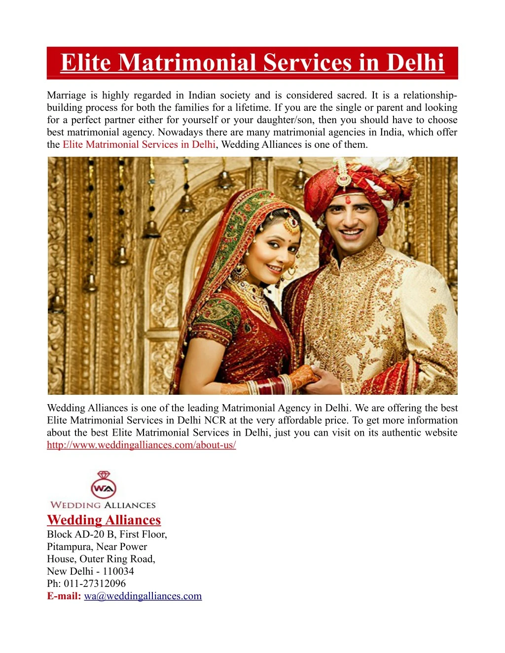 elite matrimonial services in delhi