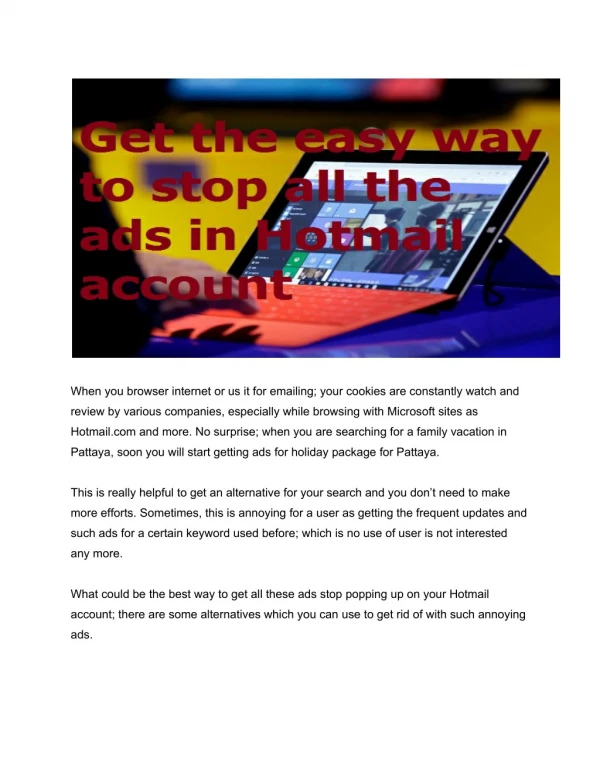 Get the easy way to stop all the ads in Hotmail account