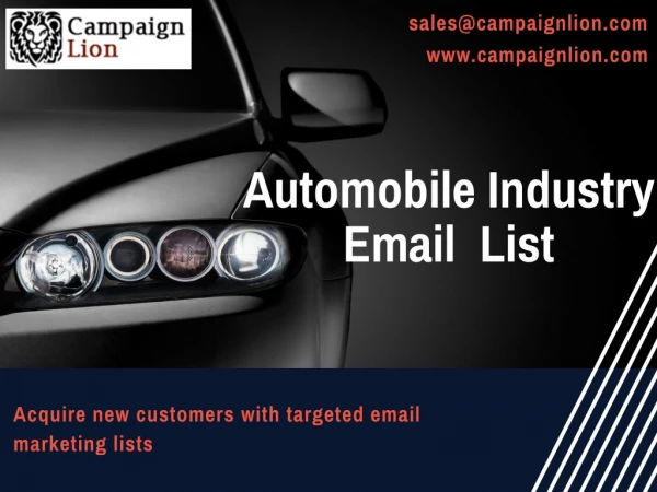 Automobile Industry Email Marketing List| Buy Automotive Mailing Lists