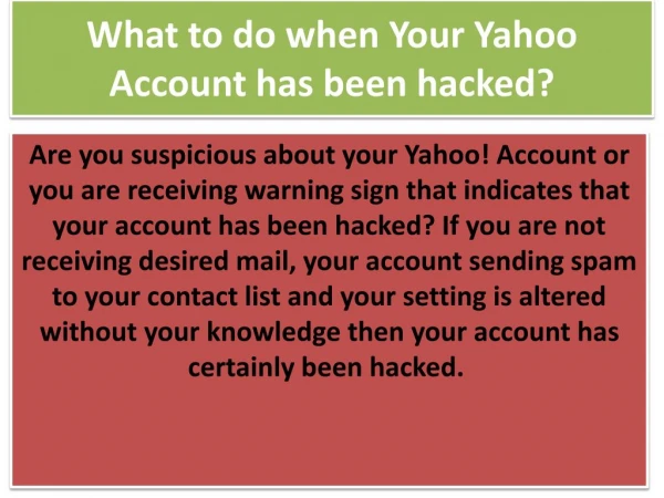 What to do when Your Yahoo Account has been hacked?