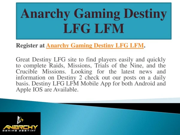 Anarchy Destiny Forums | Find Partners and Players Quickly