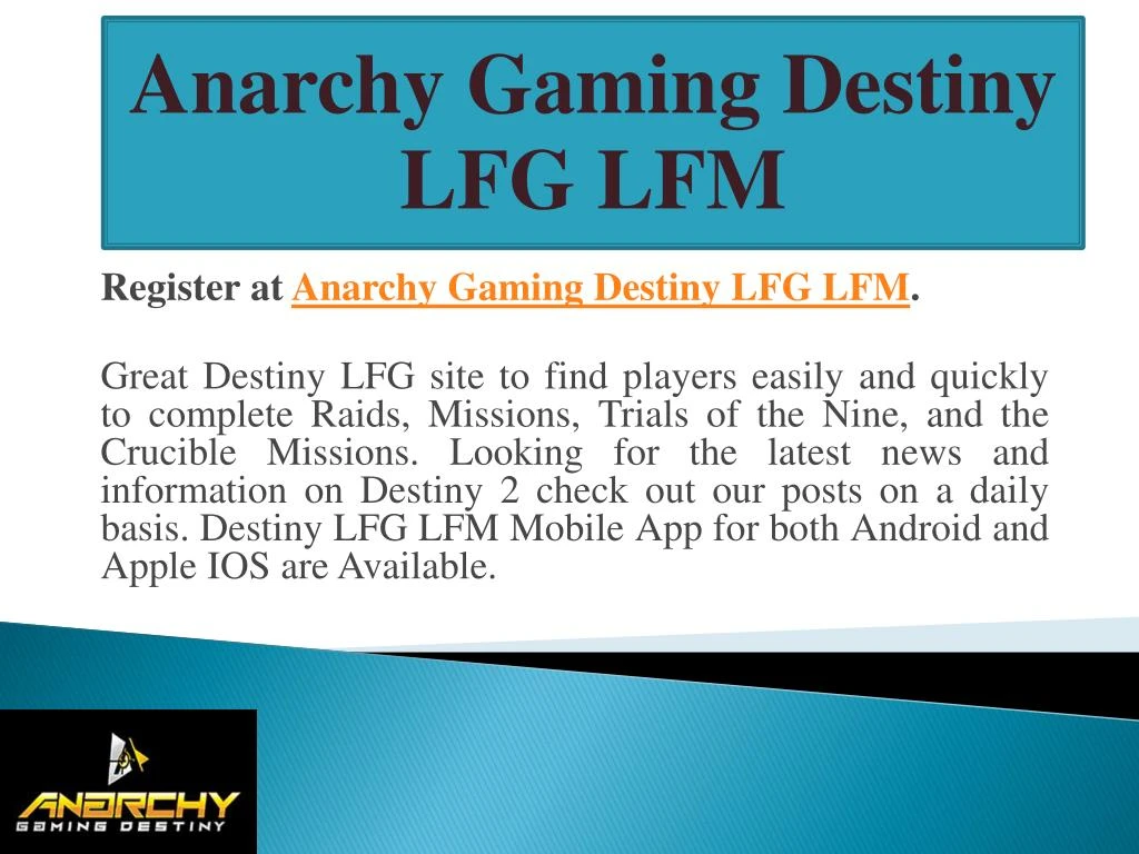 anarchy gaming destiny lfg lfm