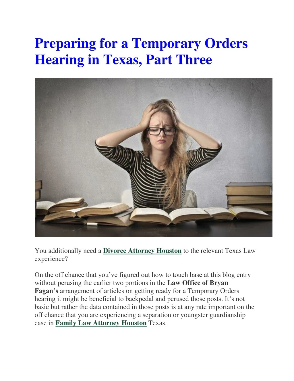 preparing for a temporary orders hearing in texas