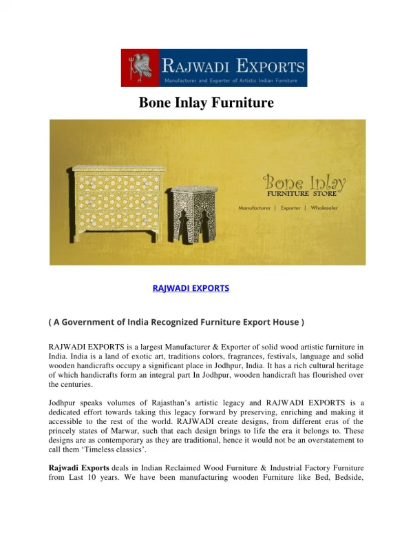 Bone Inlay Furniture | Handmade Furniture | Antique Furniture