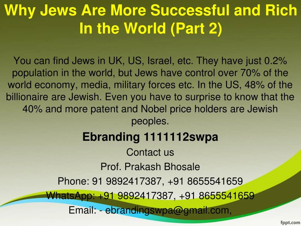 why jews are more successful and rich in the world part 2