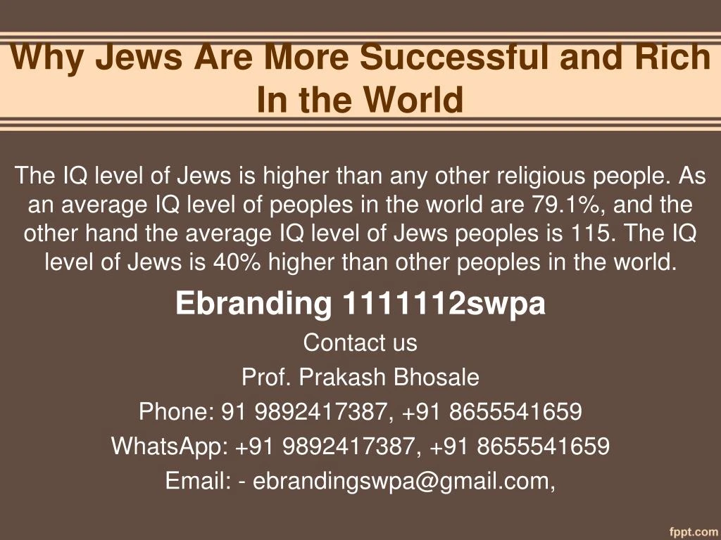 why jews are more successful and rich in the world