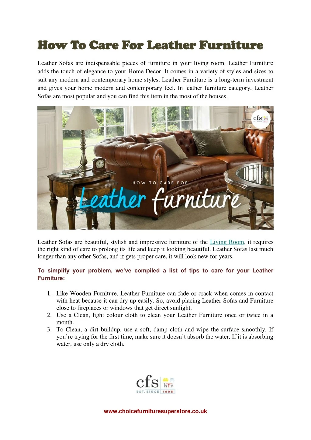 how to care for leather furniture how to care