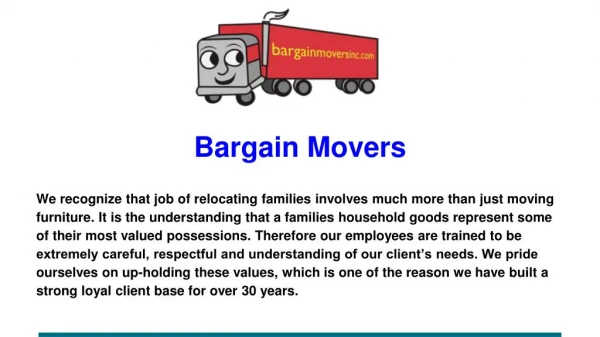 Movers Company Darnestown - Bargain Movers
