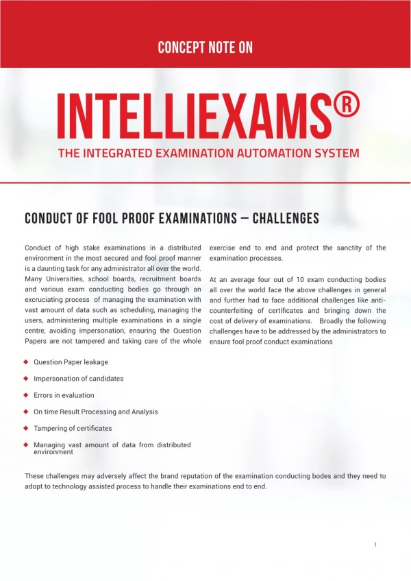 Concept Note on IntelliExams - An Examination Management Software