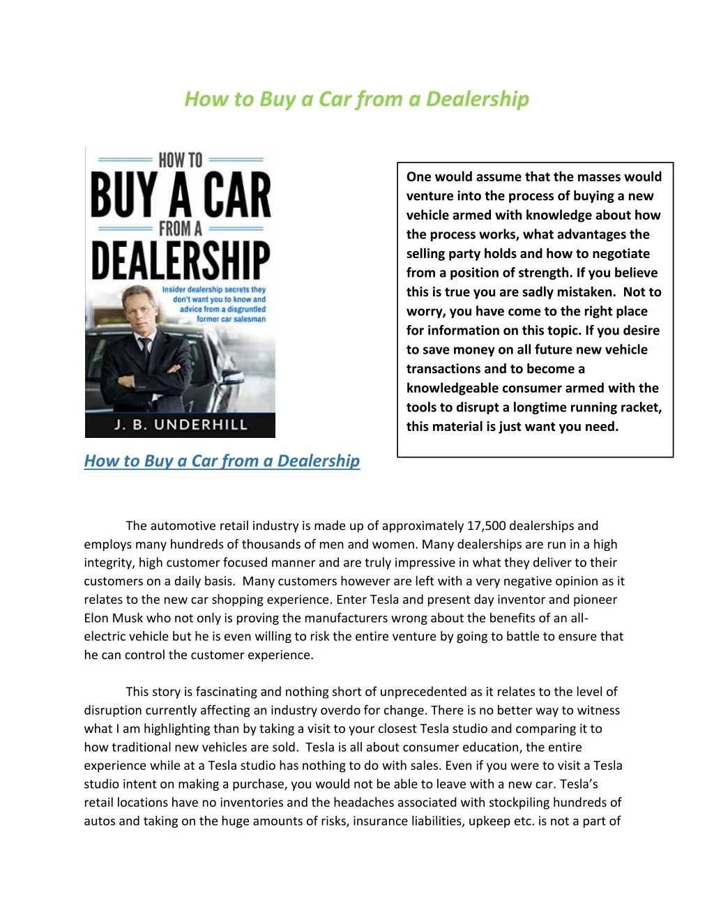 how to buy a car from a dealership