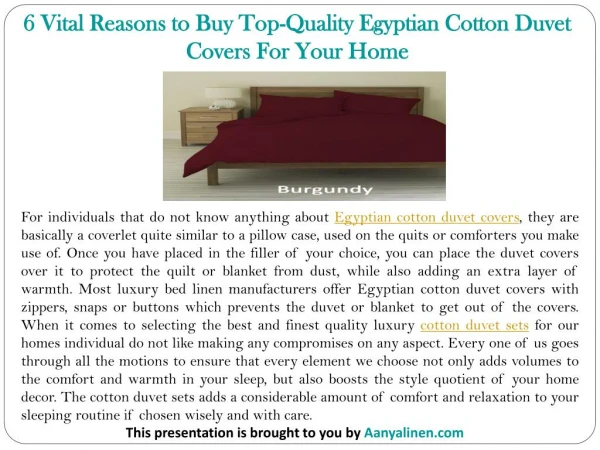 6 Vital Reasons to Buy Top-Quality Egyptian Cotton Duvet Covers For Your Home