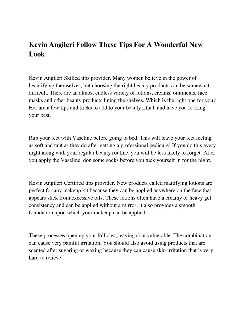 kevin angileri follow these tips for a wonderful