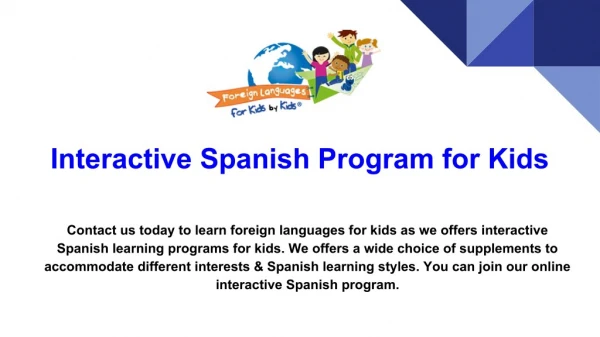 Learn Spanish Kids Curriculum - Language Learning Program