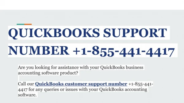 QUICKBOOKS SUPPORT NUMBER 1-855-441-4417