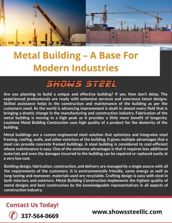 Metal Building – A Base For Modern Industries
