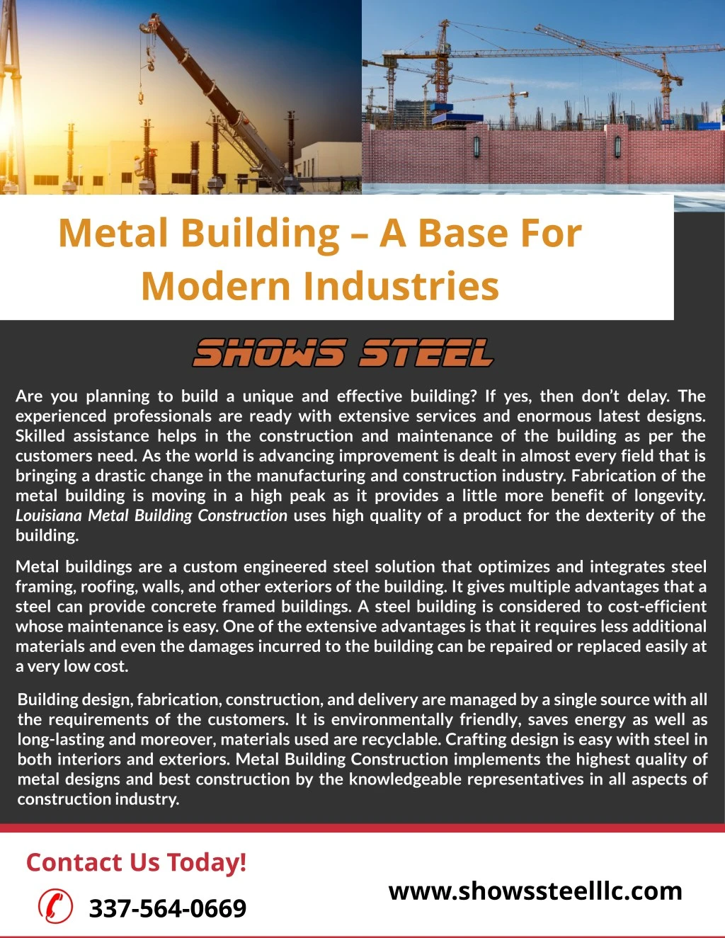 metal building a base for modern industries