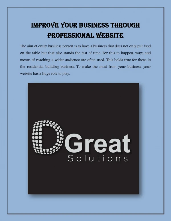 Improve your business through professional website