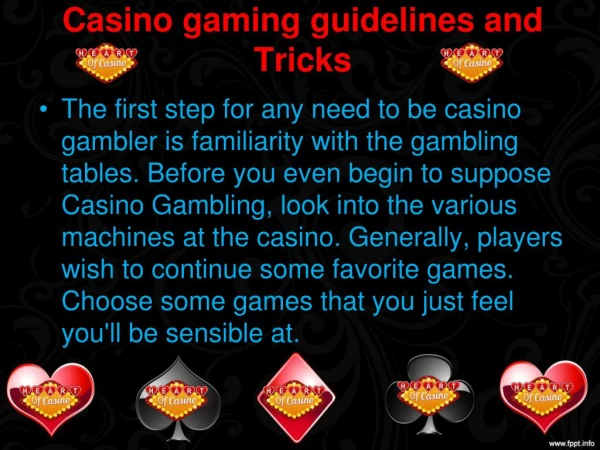 Casino gaming guidelines and Tricks
