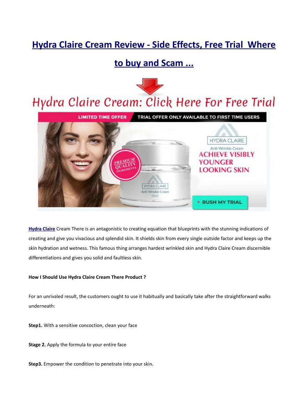 hydra claire cream review side effects free trial