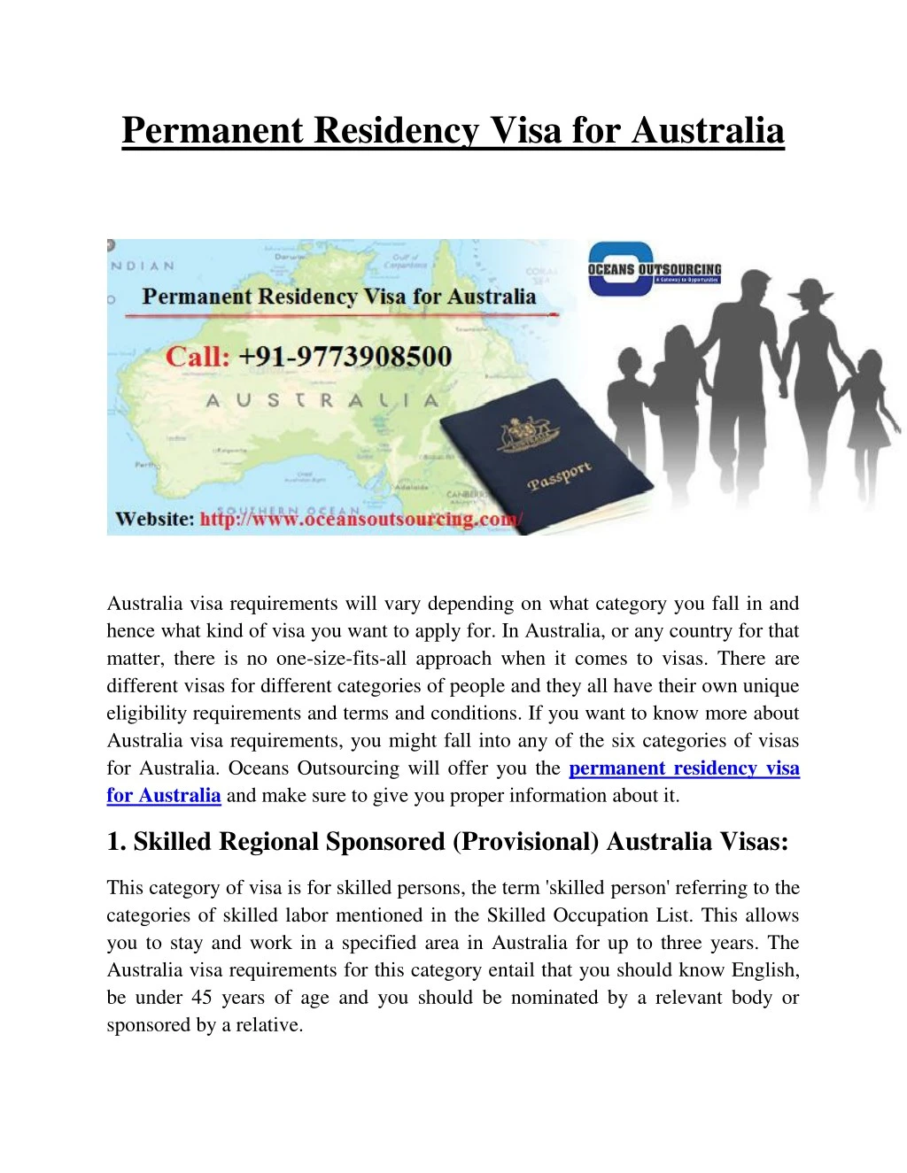 permanent residency visa for australia