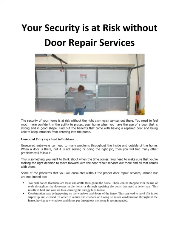 Your Security is at Risk Without Door Repair Services