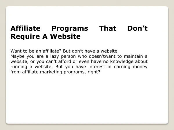 Affiliate Programs That Don’t Require A Website Charles K Carillo