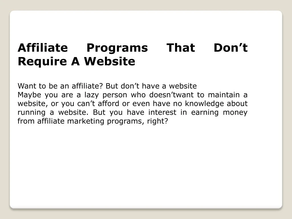 affiliate programs that don t require a website