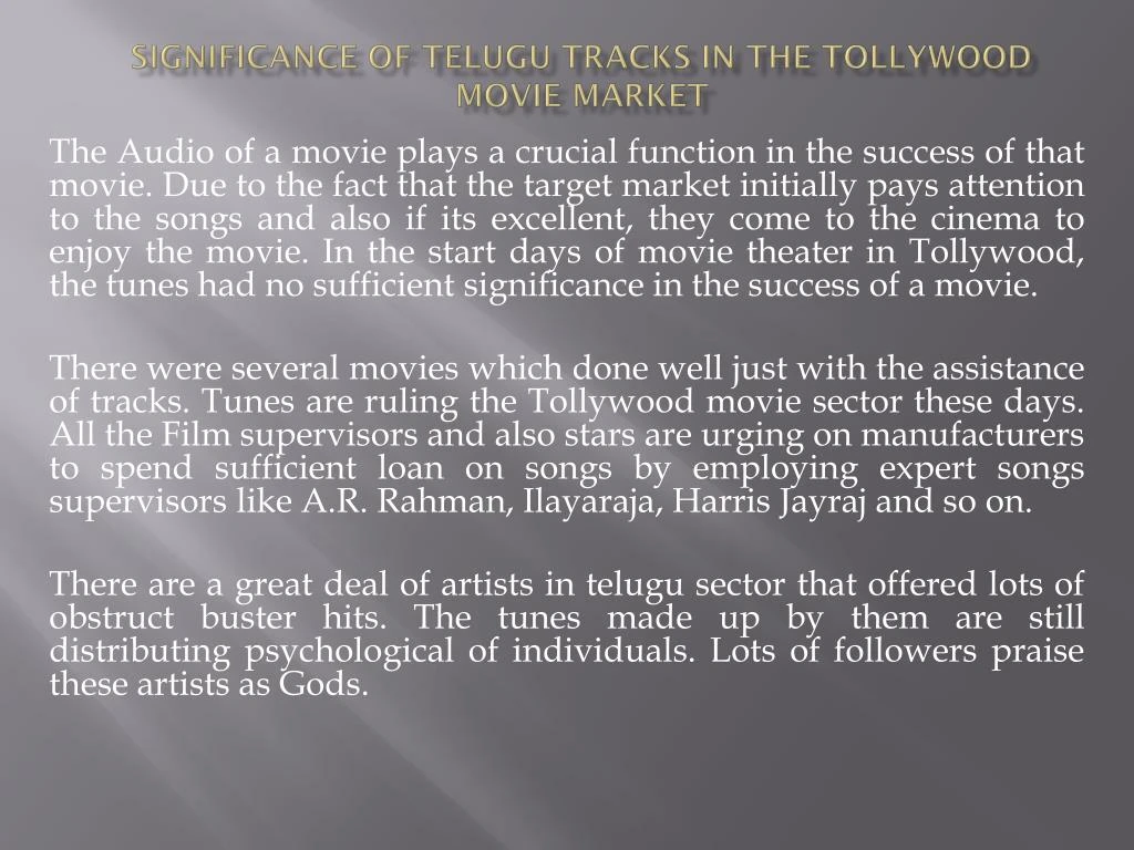 significance of telugu tracks in the tollywood movie market