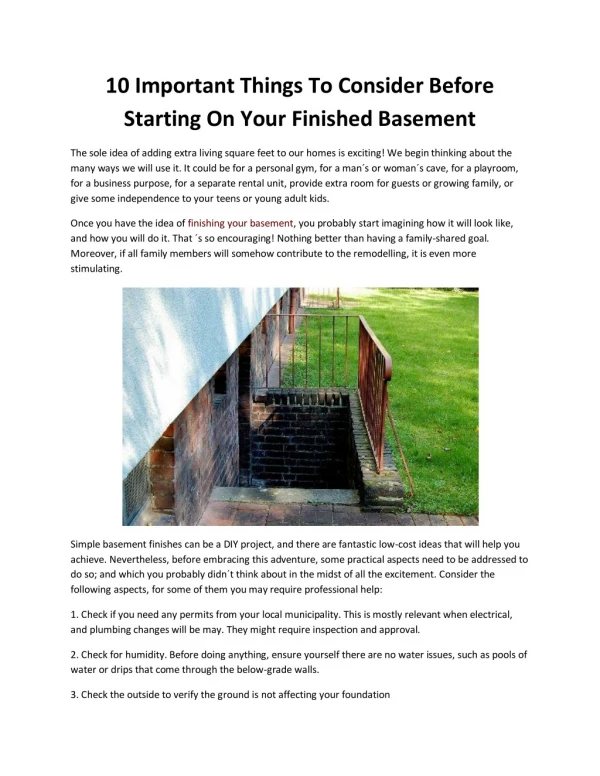 10 Important Things To Consider Before Starting On Your Finished Basement