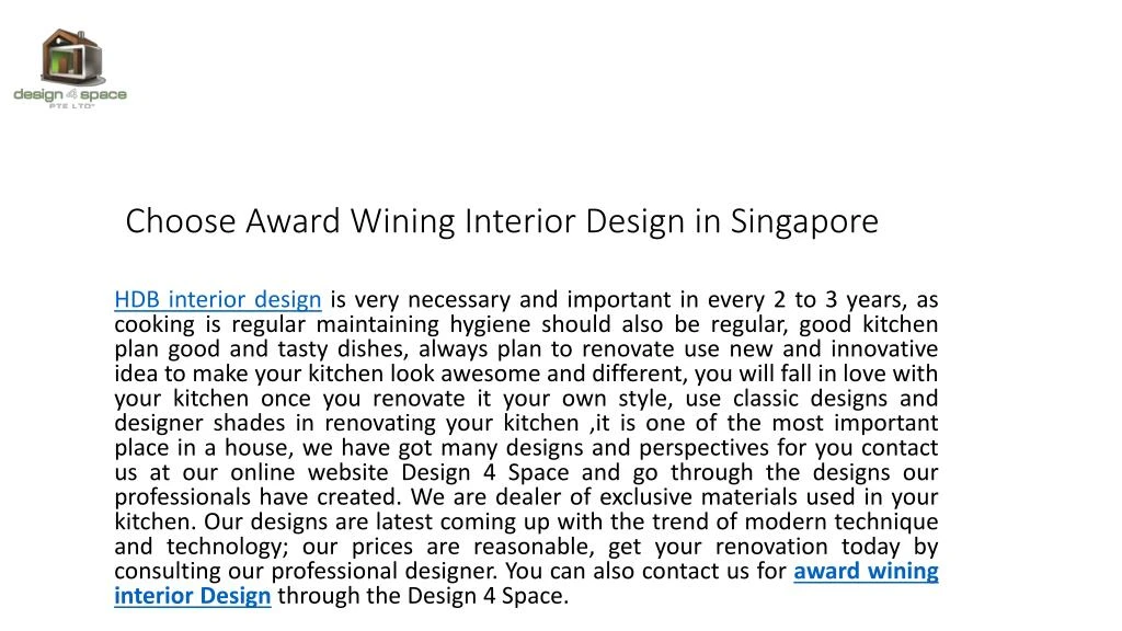 choose award wining interior design in singapore