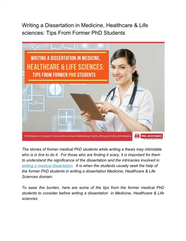 Writing a Dissertation in Medicine, Healthcare & Life sciences_ Tips From Former PhD Students