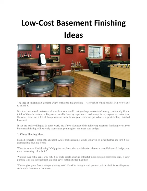 Low-Cost Basement Finishing Ideas