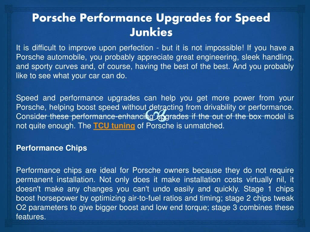 porsche performance upgrades for speed junkies
