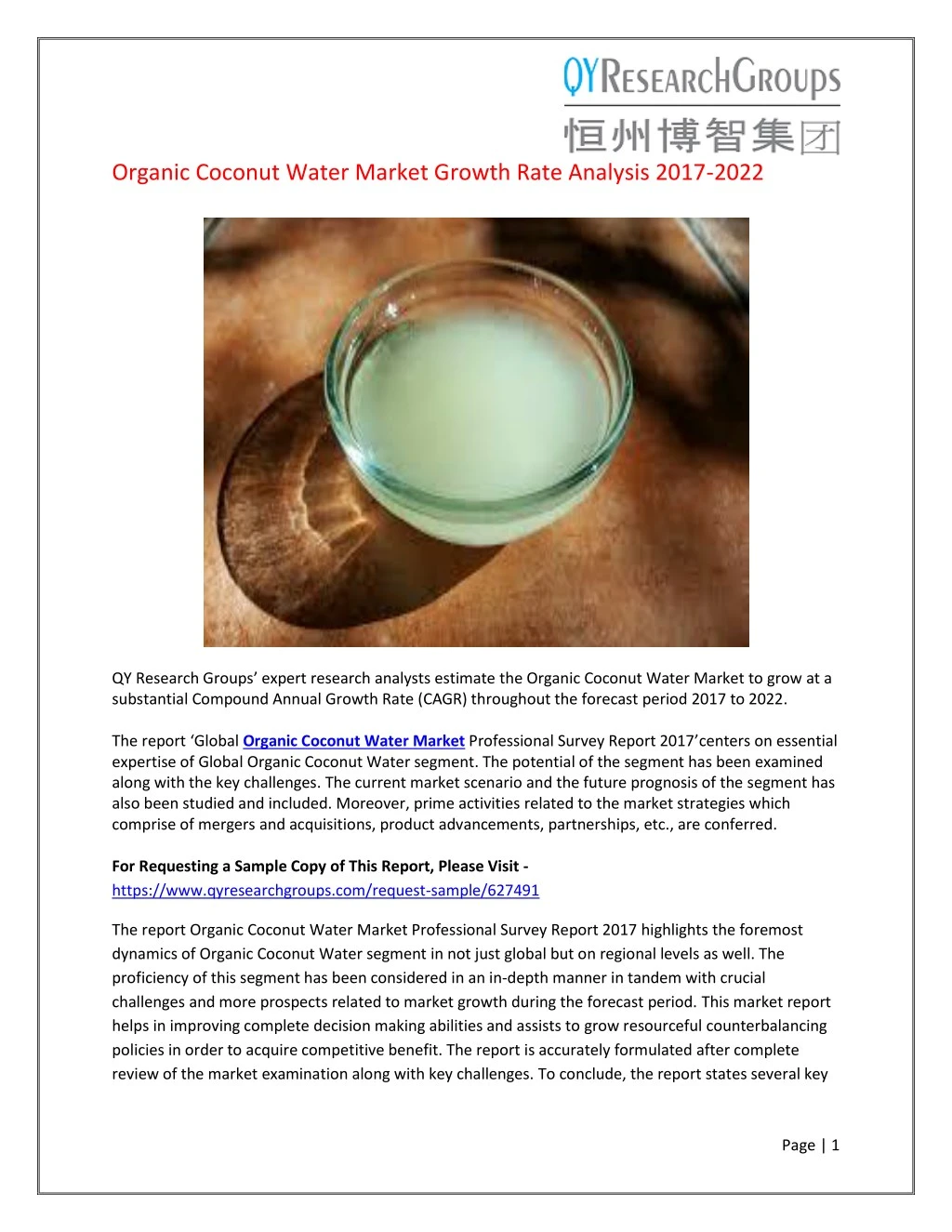 organic coconut water market growth rate analysis