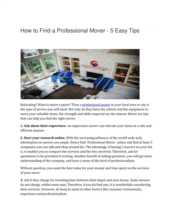 How to find a professional mover - 5 easy tips