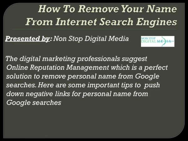 How To Remove Your Name From Internet Search Engines