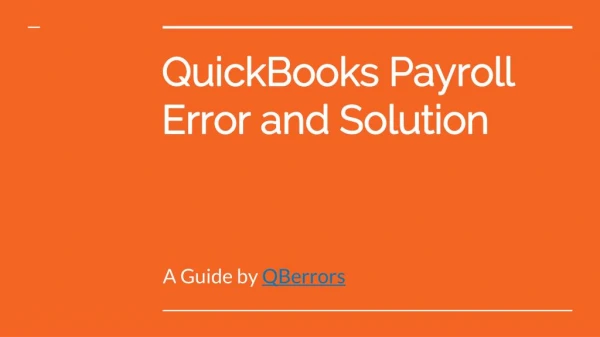Common Quickbooks Payroll Error